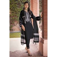 Ideas Embroidered Khaddar Unstitched Suit with Woven Stripe Dupatta MJ-32066 3PC - image 3