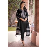 Ideas Embroidered Khaddar Unstitched Suit with Woven Stripe Dupatta MJ-32066 3PC - image 4