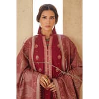 Ideas Embroidered Khaddar Unstitched Suit with Jacquard Dupatta MJ-32073 3PC - image 4