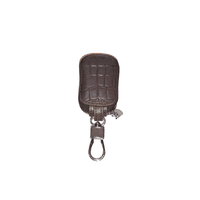 Key Chain with Mini Leather Zipper Pouch Brown - image 3