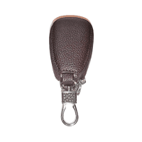 Key Chain with Mini Leather Zipper Pouch Egg Shape - Coffee - image 3
