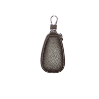Key Chain with Mini Leather Zipper Pouch Egg Shape - Coffee