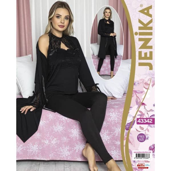 Jenika Collection 3 Pieces Night Gown Set Free Size 43342