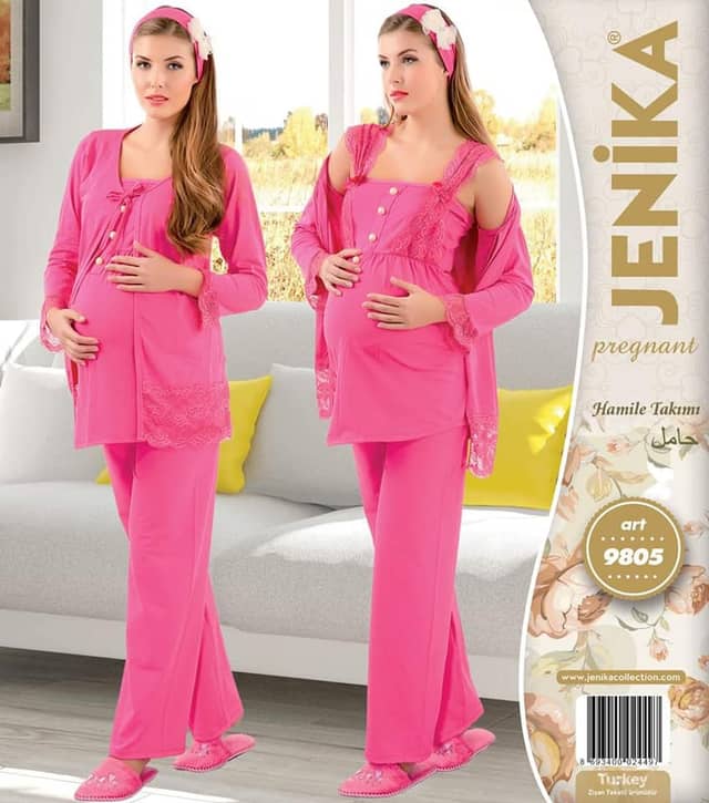 Jenika Collection Women's Maternity Pajamas 3 Pieces Set for Pregnant Women 9805
