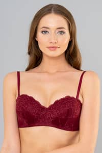 GECE GOLGE Monica Lotus Cap Lace Strapless Bra 8100 - Burgundy · 34B