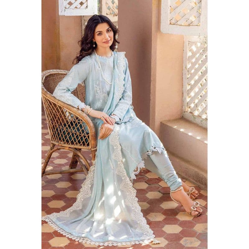 Embroidered Chiffon Dupatta Lawn Unstitched Suit PM-32044 3PC