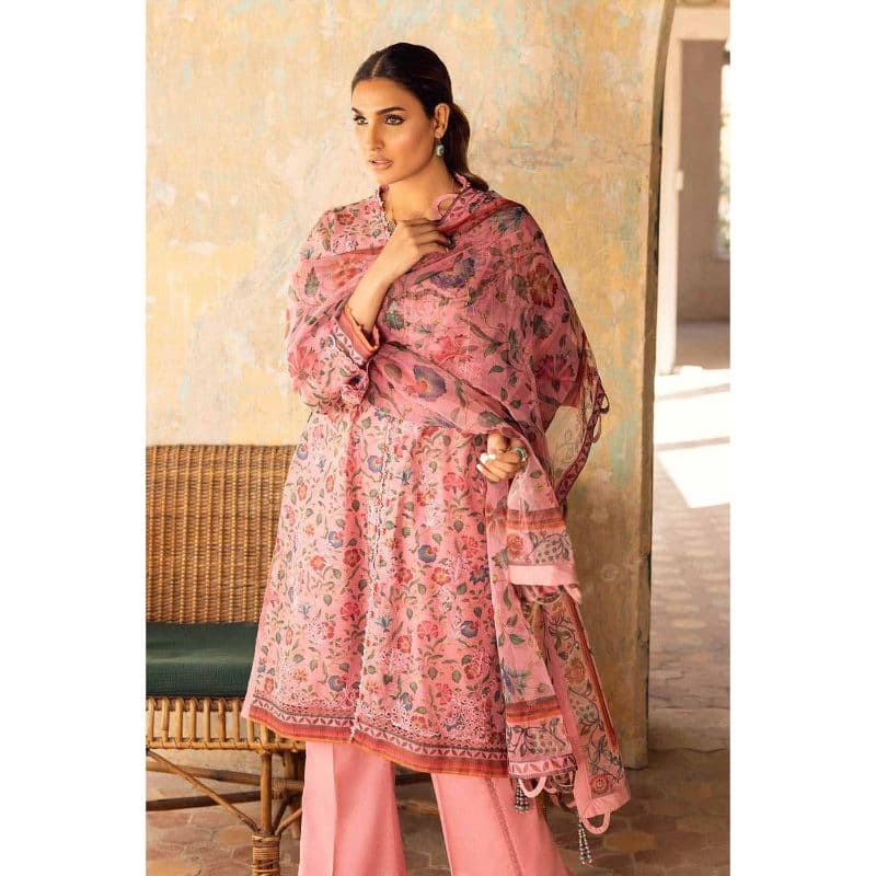 Paper Cotton Unstitched Suit With Organza Dupatta OG-32004 3PC