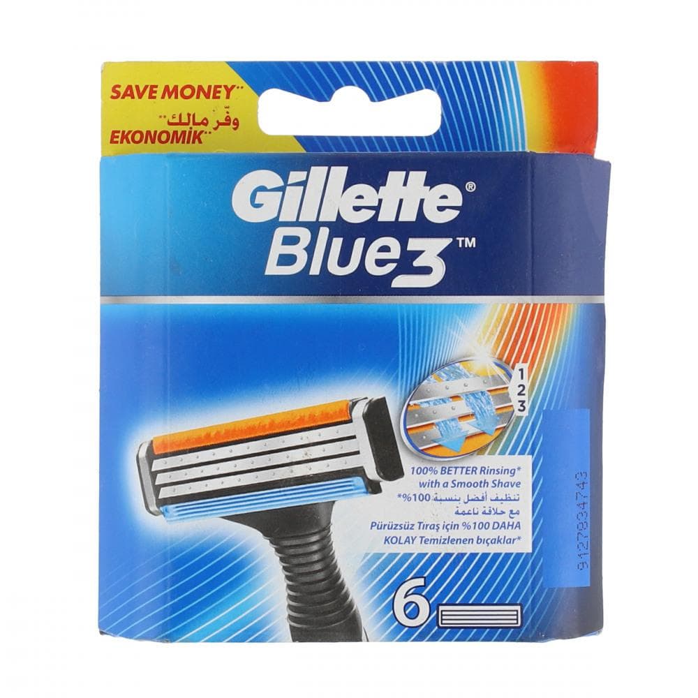 Gillette Blue 3 Shaving Blades Razor 6 Cartridges
