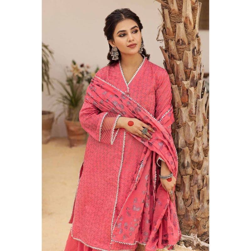 Lawn Glitter Printed Unstitched Suit with Gota Lace CL-32421 3PC