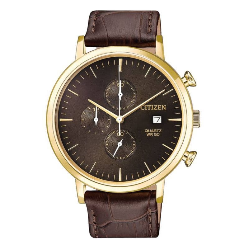 Citizen Gents Quartz Leather Strap Watch AN3612-09X Brown