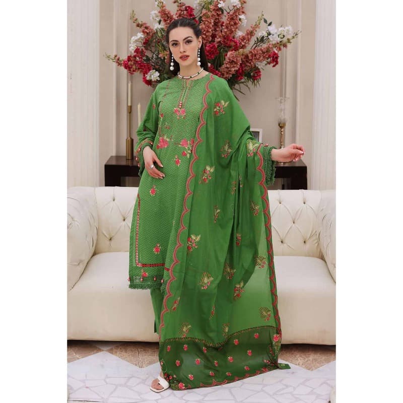 Ideas Embroidered Lawn Unstitched Suit With Embroidered Denting Lawn Dupatta DN-32050 3PC