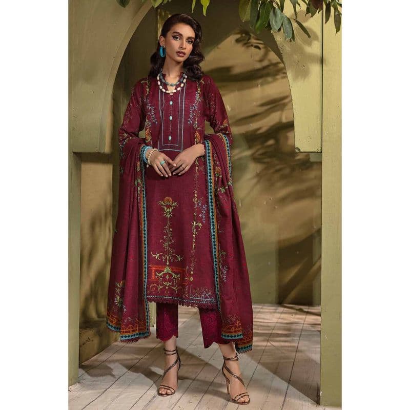 Ideas Embroidered Khaddar Unstitched Suit with Embroidered Border K-32029 3PC