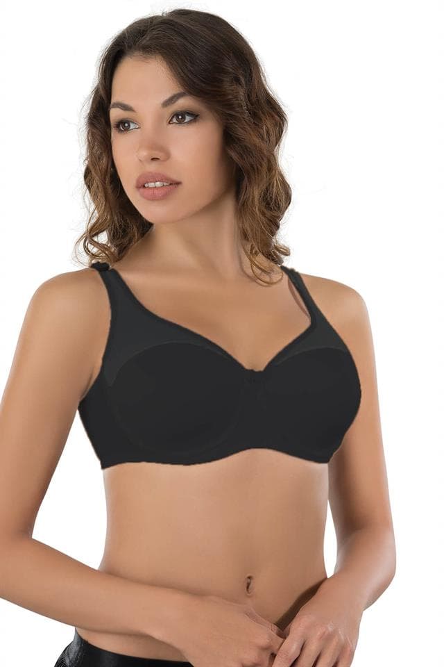MI Emay 167 D Tulle Push Up Support Bra - Black