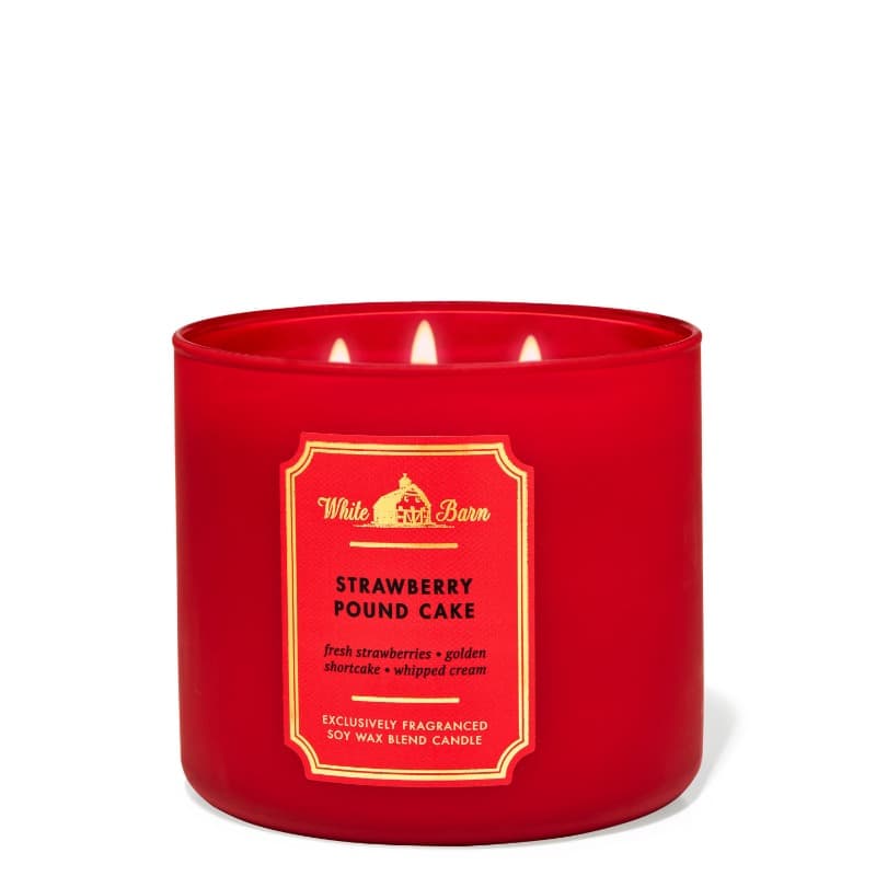 Bath And Body Works Strawberry Pound Cake 3-Wick Candle