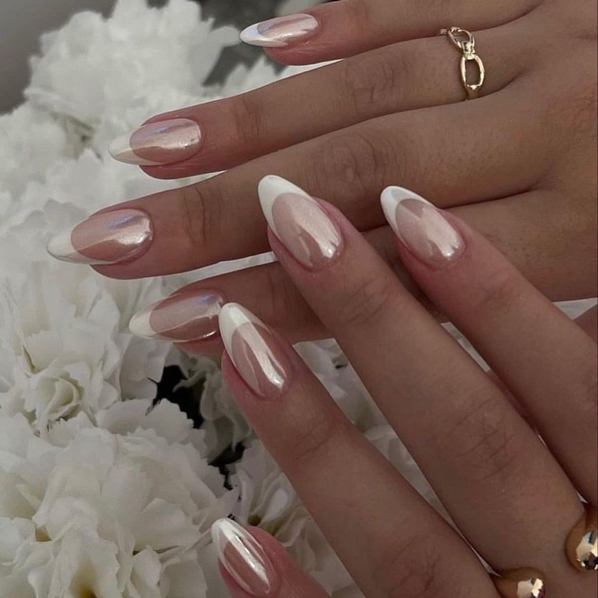 Nail Queen Glazed Sugar Chrome French Tips