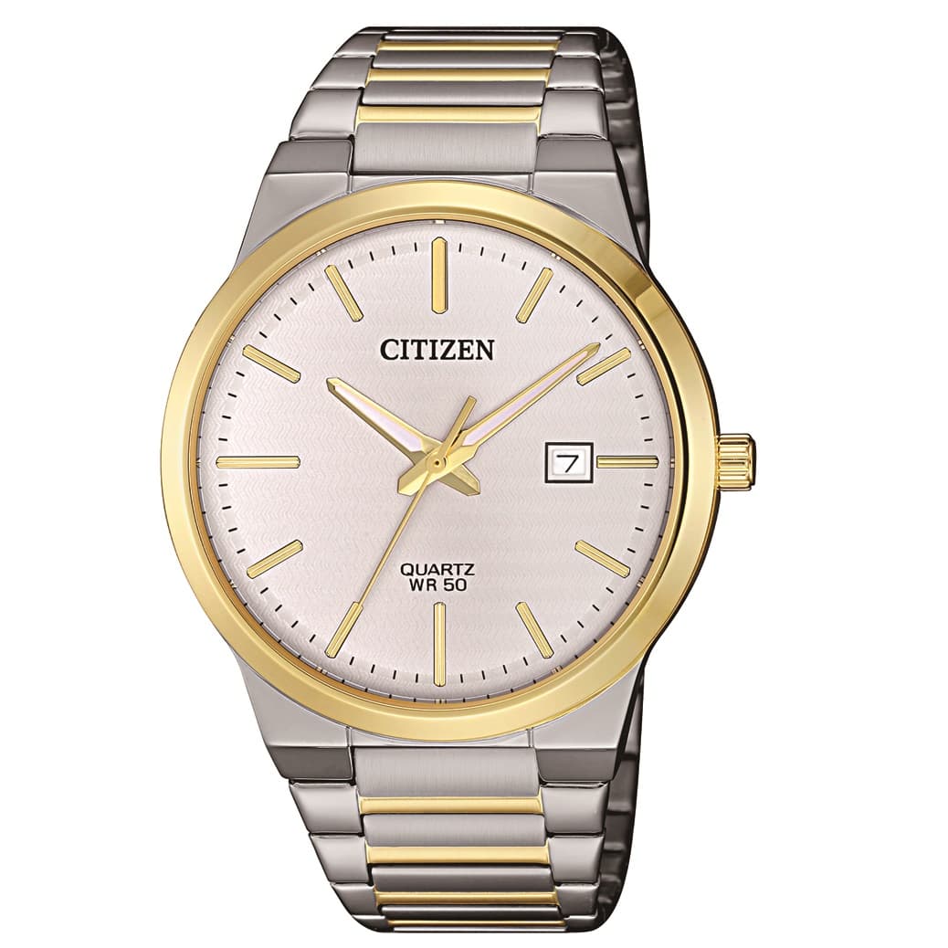 Citizen Stainless Steel with Gold Plating Gents Watch BI5064-50A White and Gold