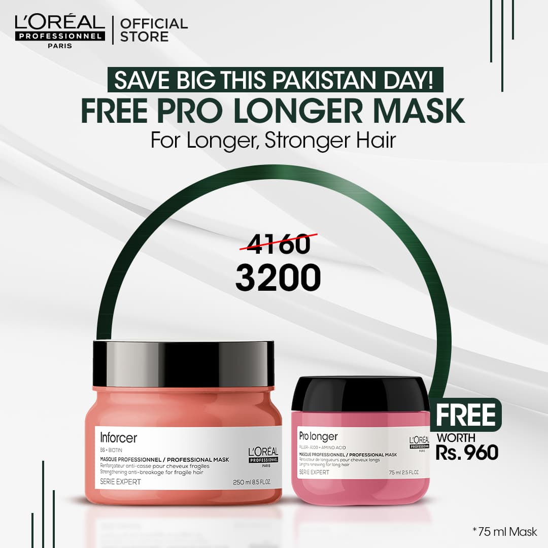 Loreal Professionnel Serie Expert Inforcer Mask 250 ML - For Weak & Brittle Hair with Free Pro Longer Mask 75ml