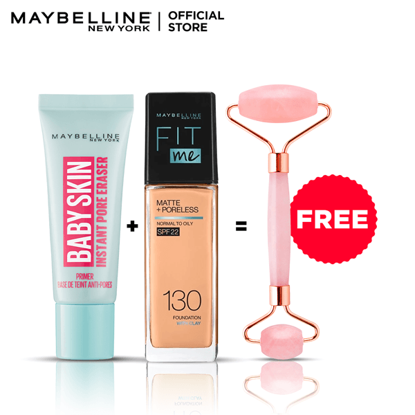 Maybelline NY Fit Me Matte Foundation + Primer + Free Jade Roller 130 Buff Beige