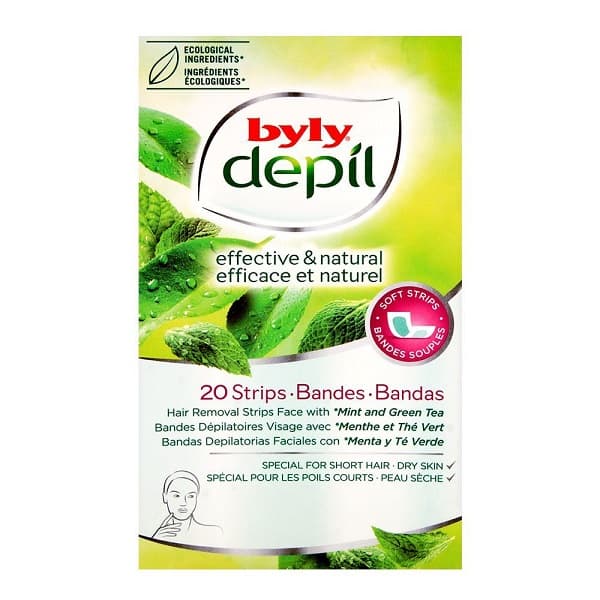 Byly Depil Mint And Green Tea Hair Removal Face Wax 20 Strips