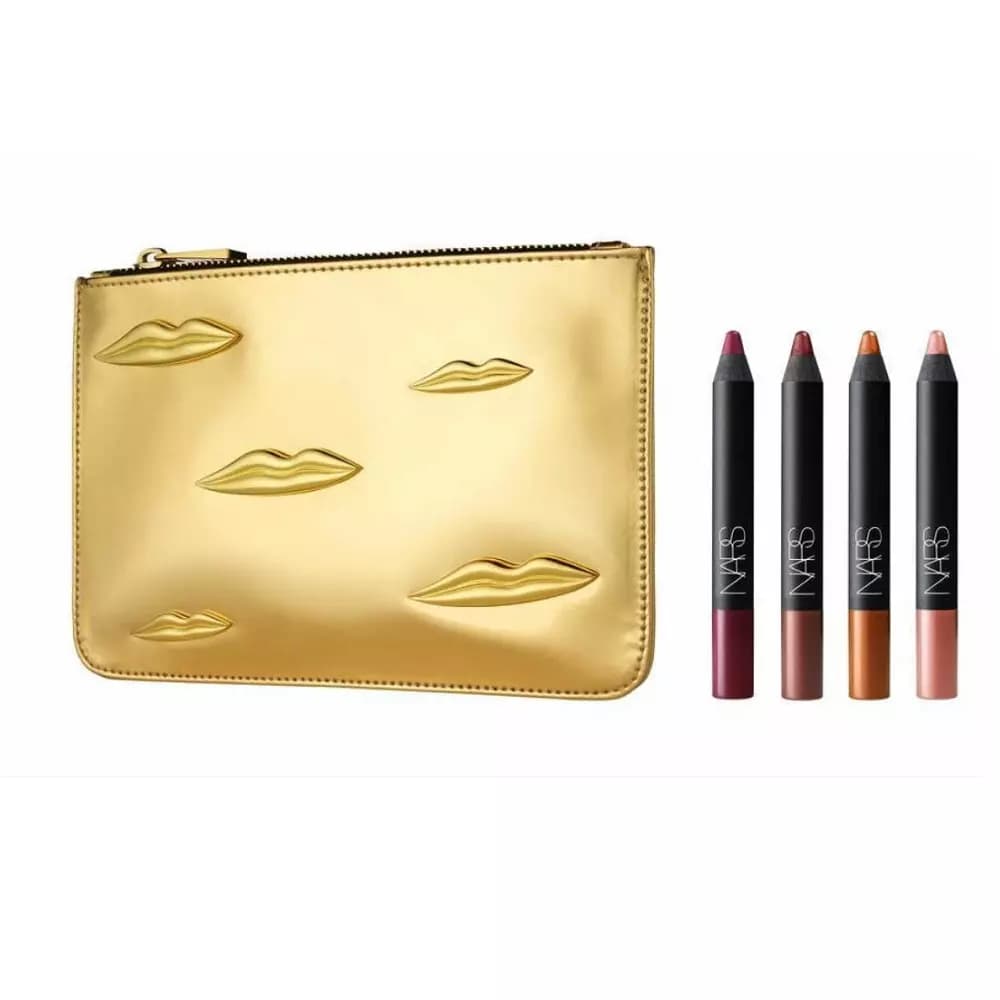 NARS Man Ray The Kiss Velvet Matte Lip Pencil Kit Set & Gold Bag