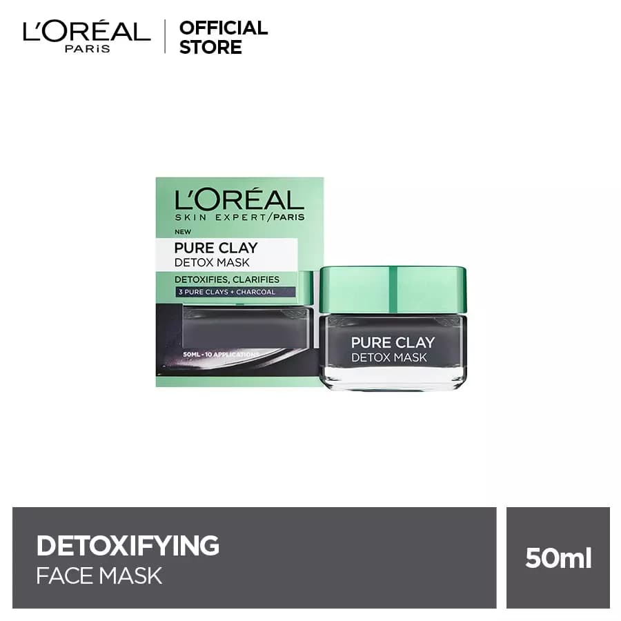 Loreal Paris Pure Clay Detoxifying Charcoal Face Mask Black 50 ml