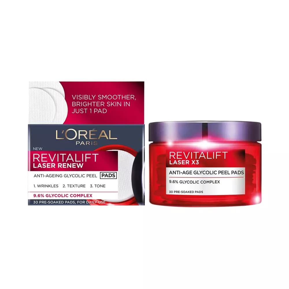L'Oreal Revitalift Laser Renew Anti-Ageing Glycolic Peel 30 Pre-Soaked Pads