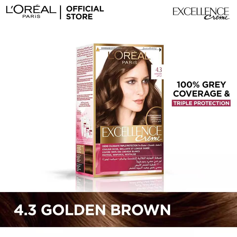 Loreal Paris Excellence Creme - 4.3 Golden Chestnut Brown Hair Color