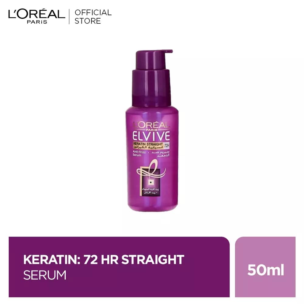 Loreal Paris Elvive Keratin Straight 72H Serum 50 ml - For Straight Smooth Hair