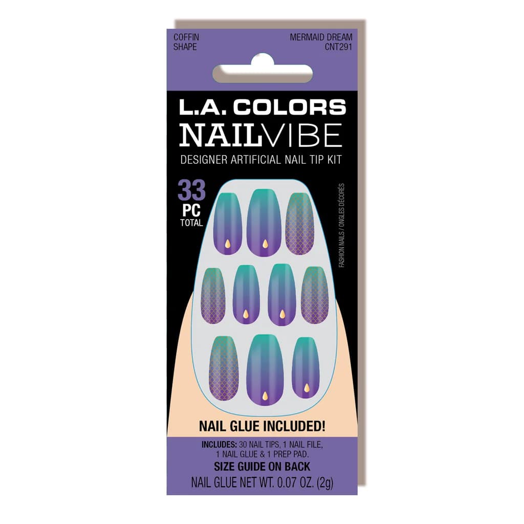 LA Colors Nail vibe Designer Artifical Nail Tip Kit Mermaid Dream