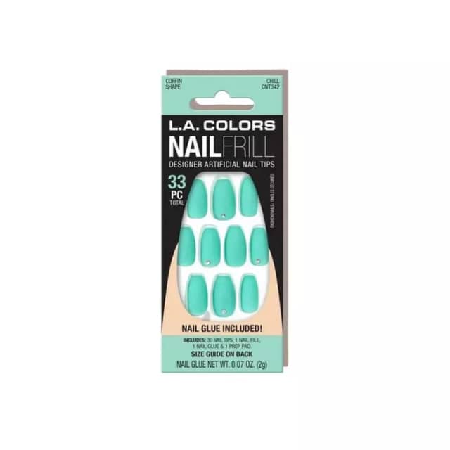 LA Colors 33 pcs Nail Frill Artificial Nail Tips- Chill