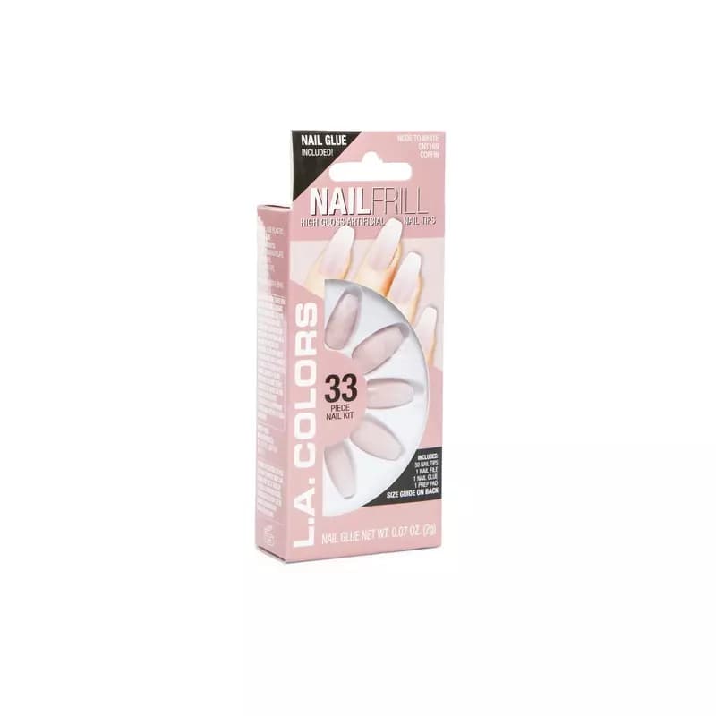 LA Colors Nail Frill Neon Artificial Nail Tip - Nude To White