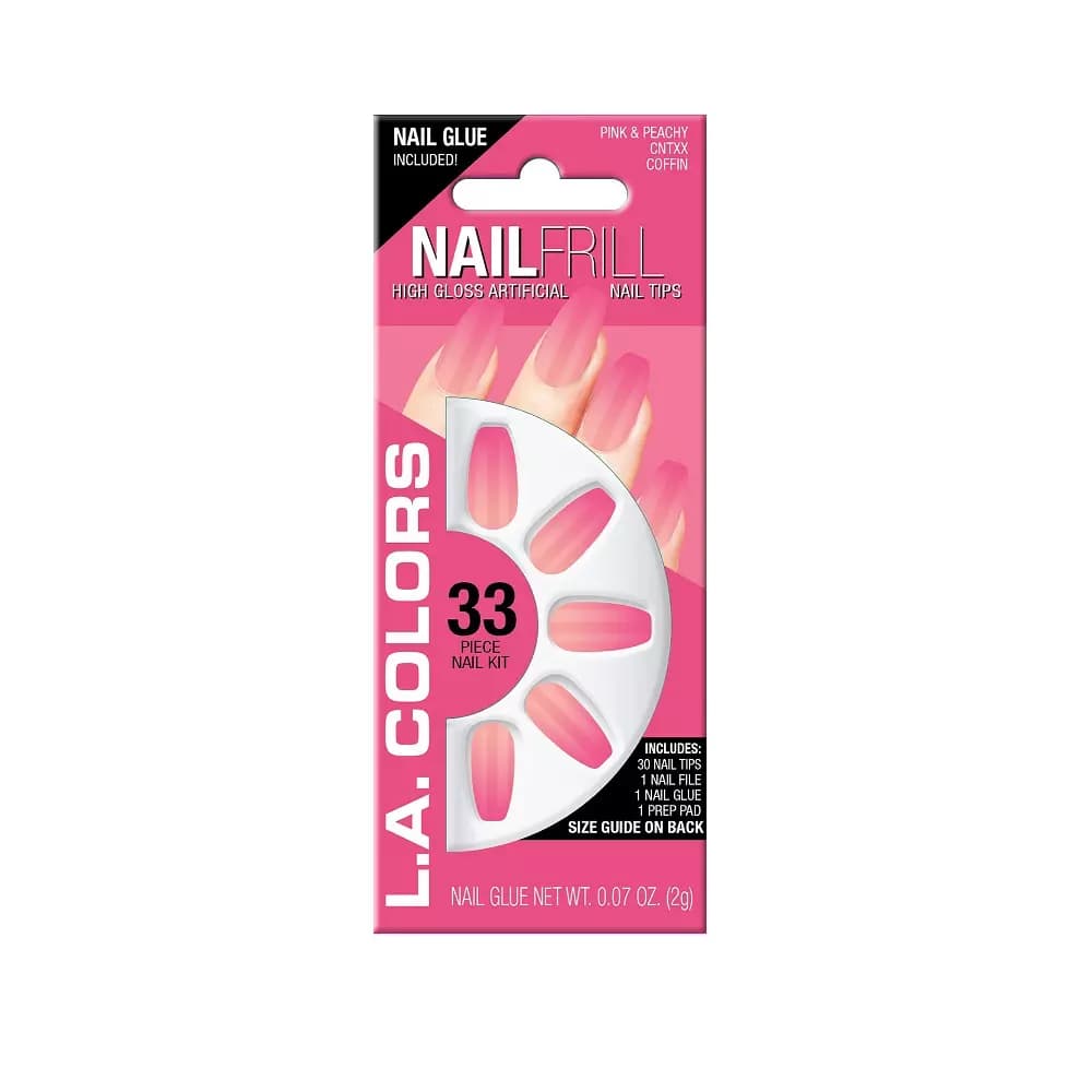 LA Colors Nail Frill Artificial Nail Tip - Pink & Peachy