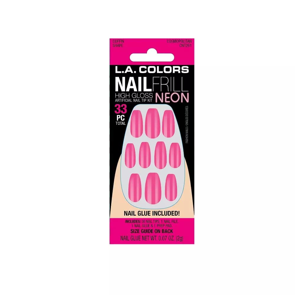 LA Colors Nail Frill Neon Artificial Nail Tip - Cosmopolitan