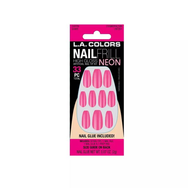LA Colors Nail Frill Neon Artificial Nail Tip - Cosmopolitan