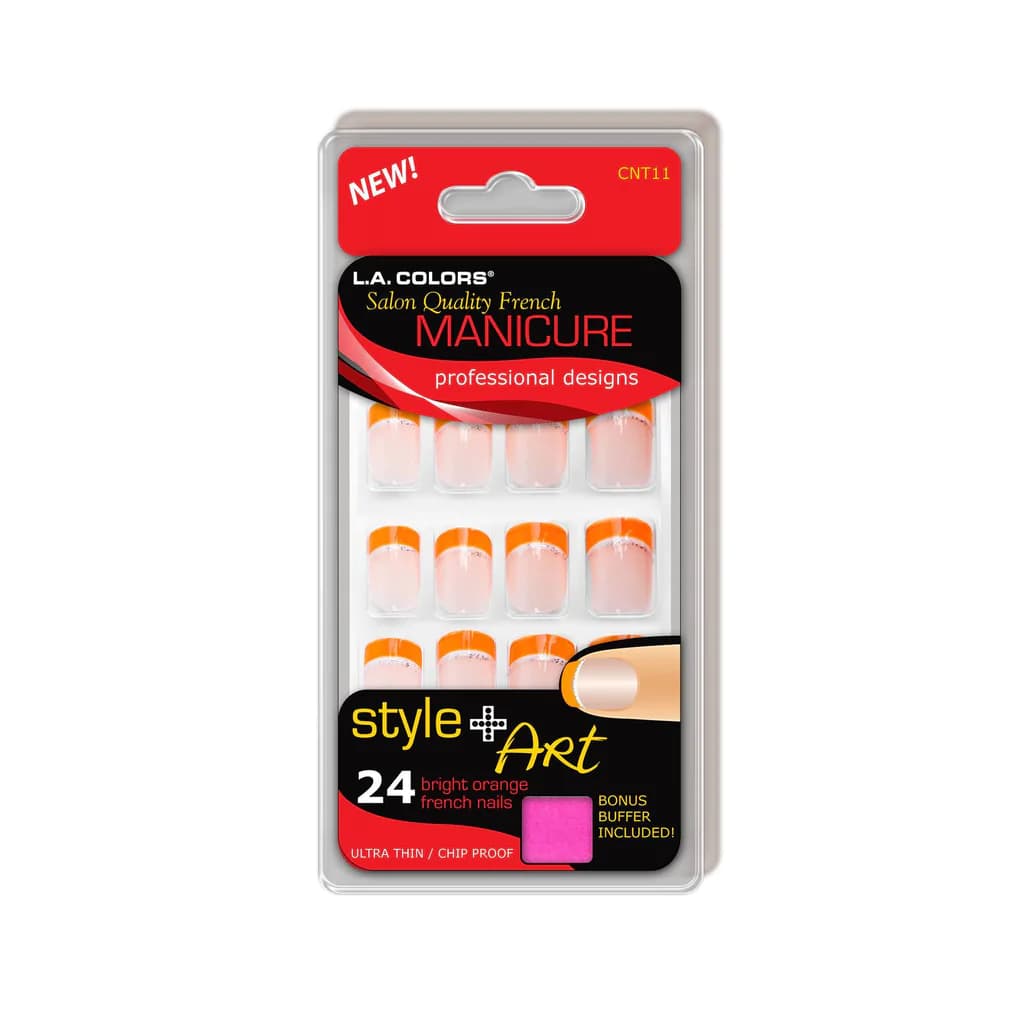 LA Colors Hot Orange French Nails