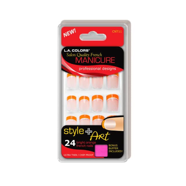 LA Colors Hot Orange French Nails