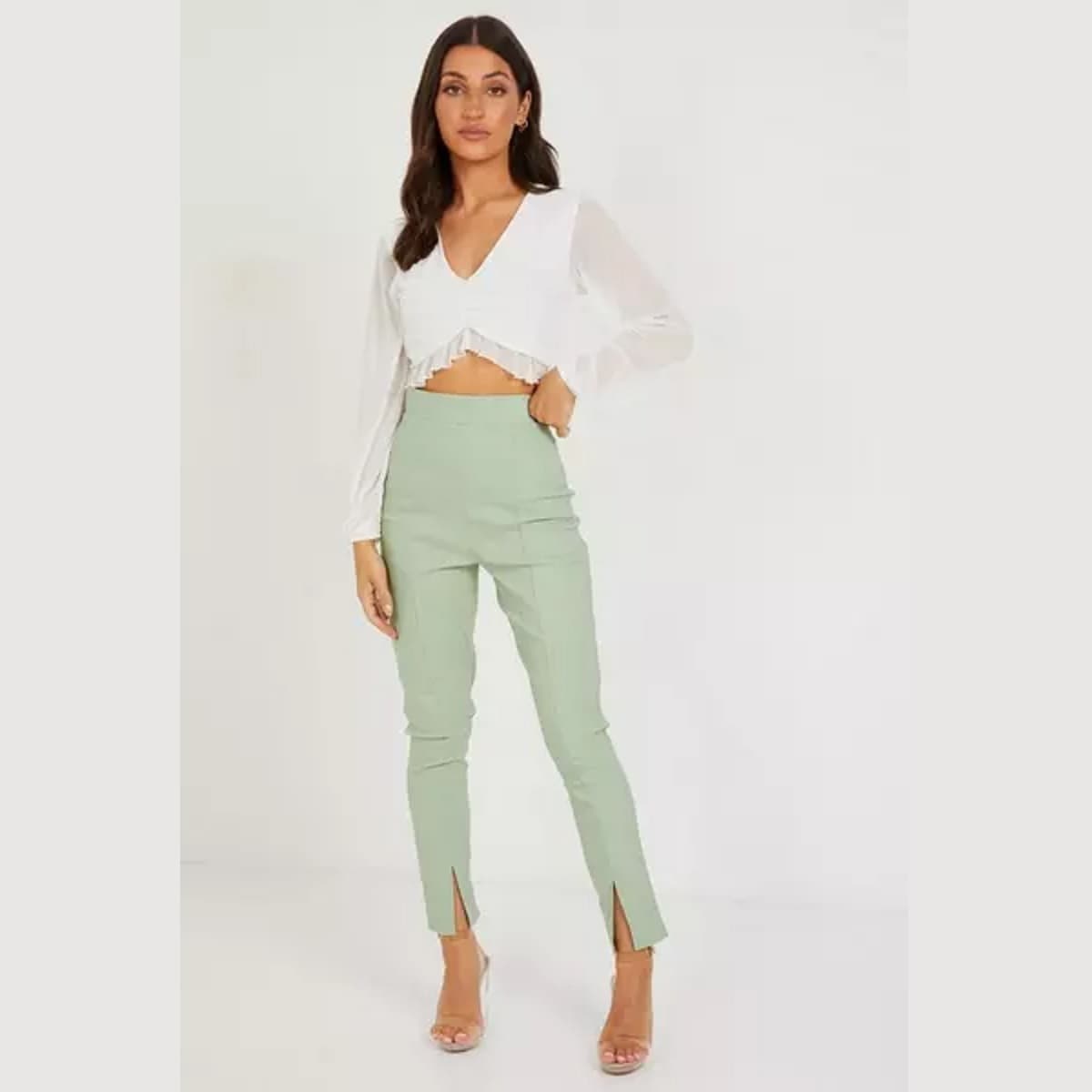 Quiz Sage Split Front Trouser