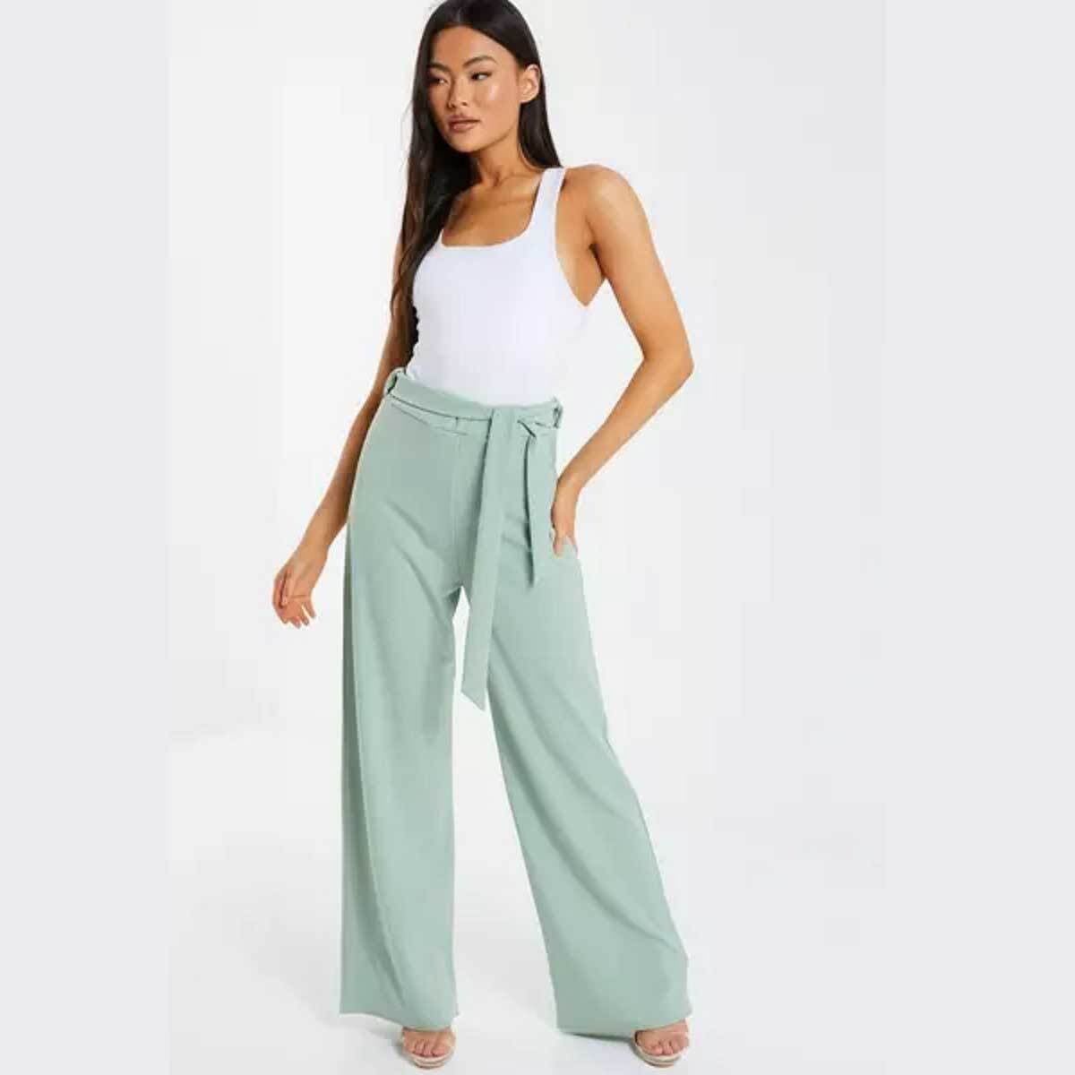 Quiz Sage High Waisted Trousers