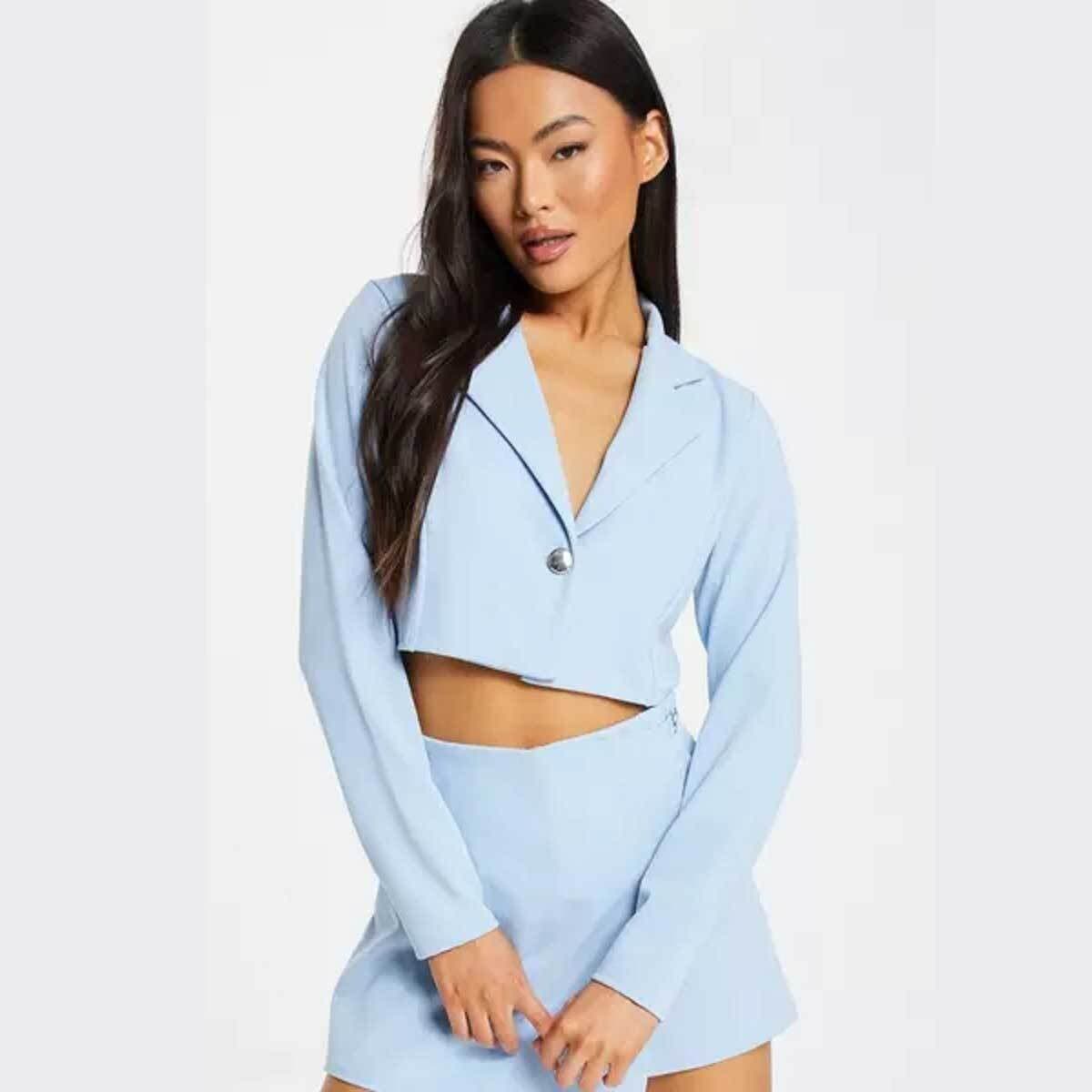Quiz Blue Cropped Blazer