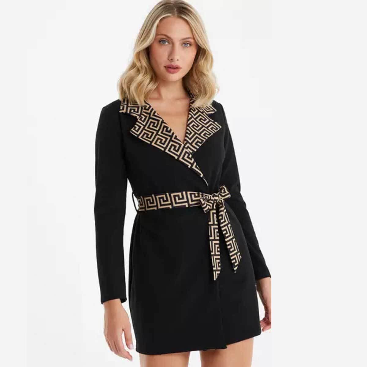 Quiz Black Geometric Mini Blazer Dress