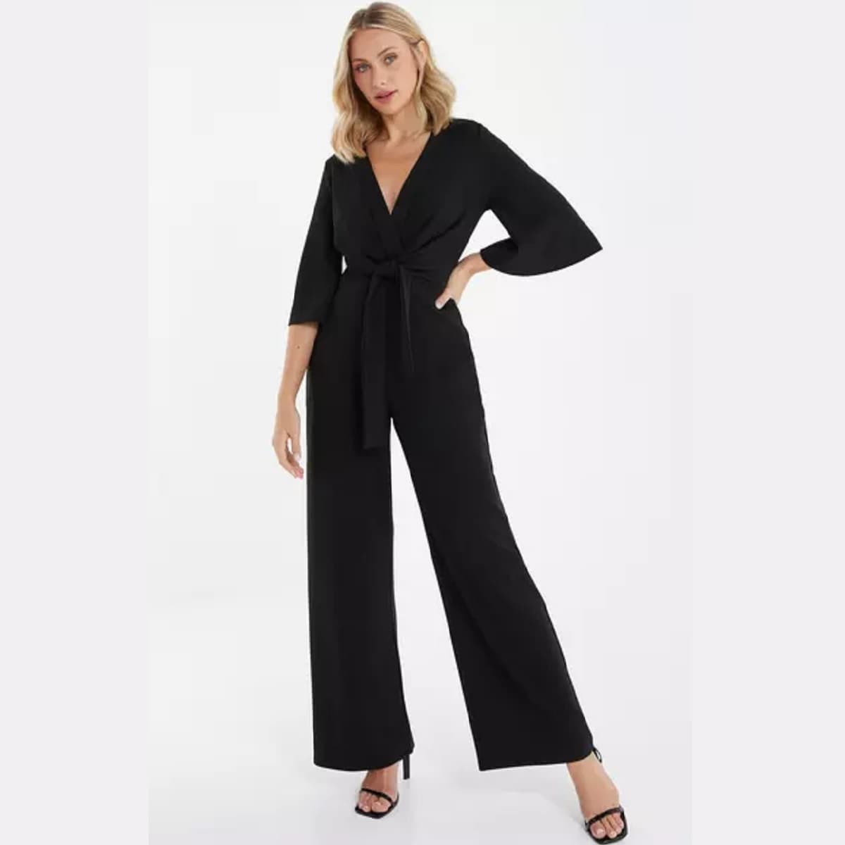 Quiz Black Tie Front Palazzo Jumpsuit