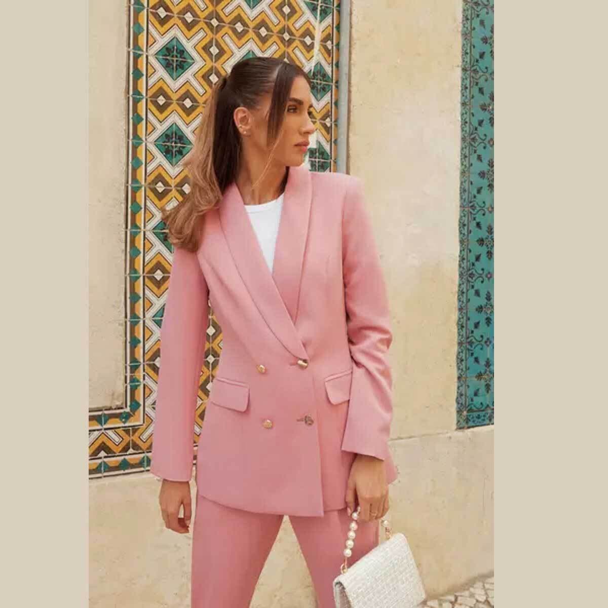 Quiz Pink Double Breasted Blazer
