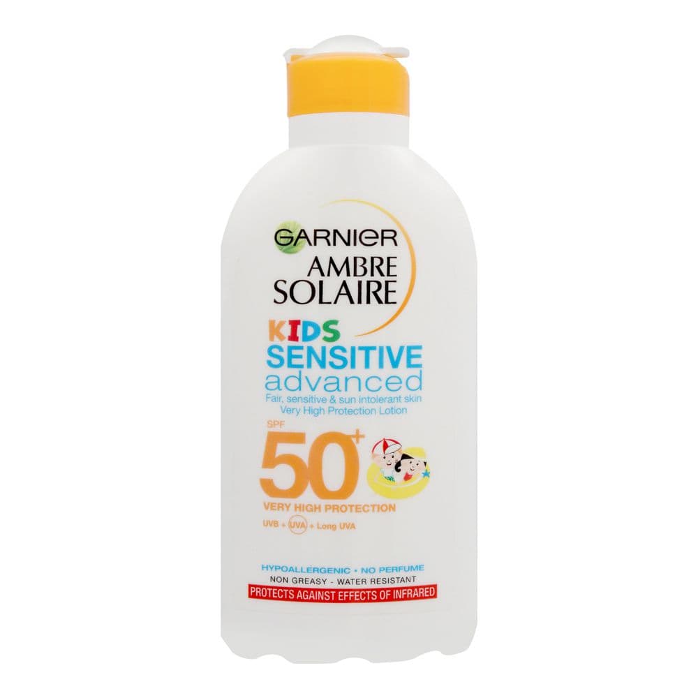 Garnier Ambre Solaire Kids Sensitive Advanced SPF-50 Very High Protection Sun Block Bottle Lotion