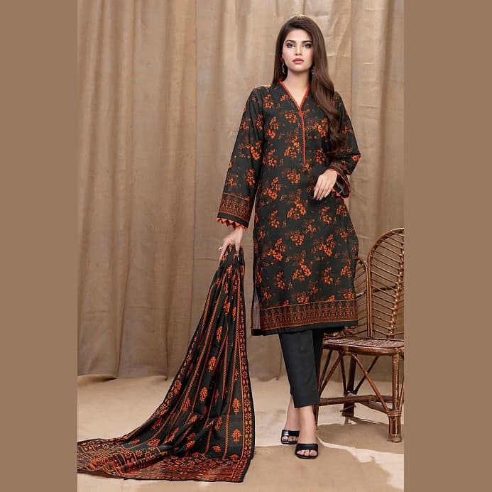 Ideas Khaddar Unstitched Printed Suit K-22102A 3Pcs