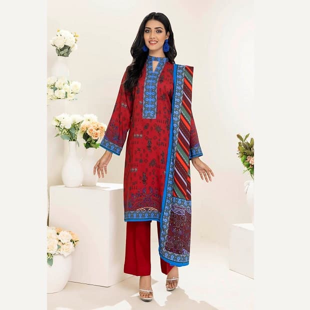 Ideas Linen Unstitched Printed Suit LT-22037A 3PC