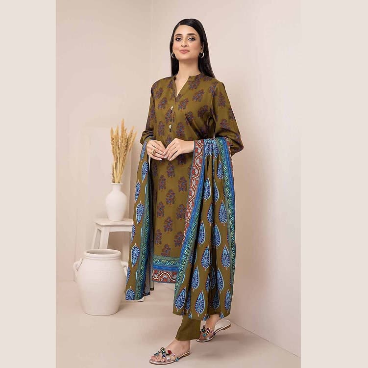 Ideas Linen Unstitched Printed Suit LT-22033B 3PC
