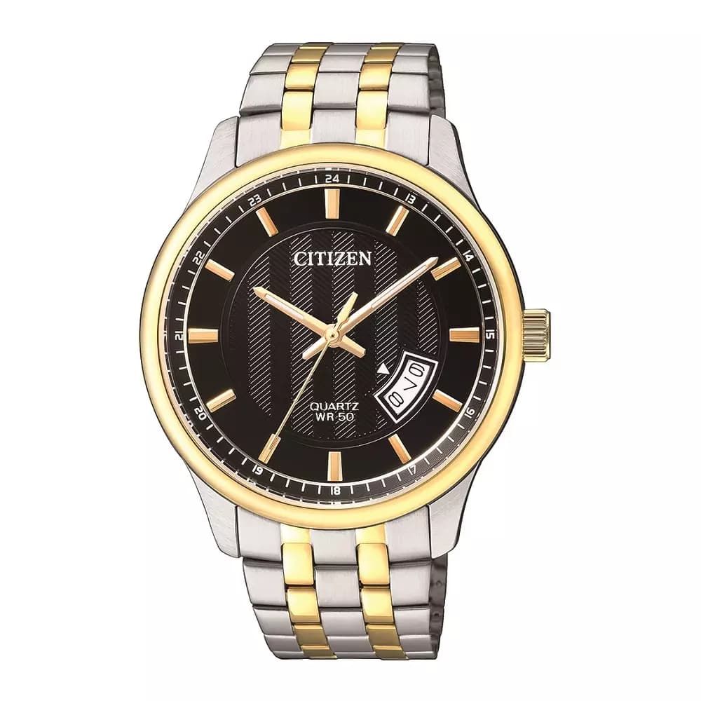 Citizen Stainless Steel with Two-Tone Gold Plating Gents Watch BI1054-80E Black