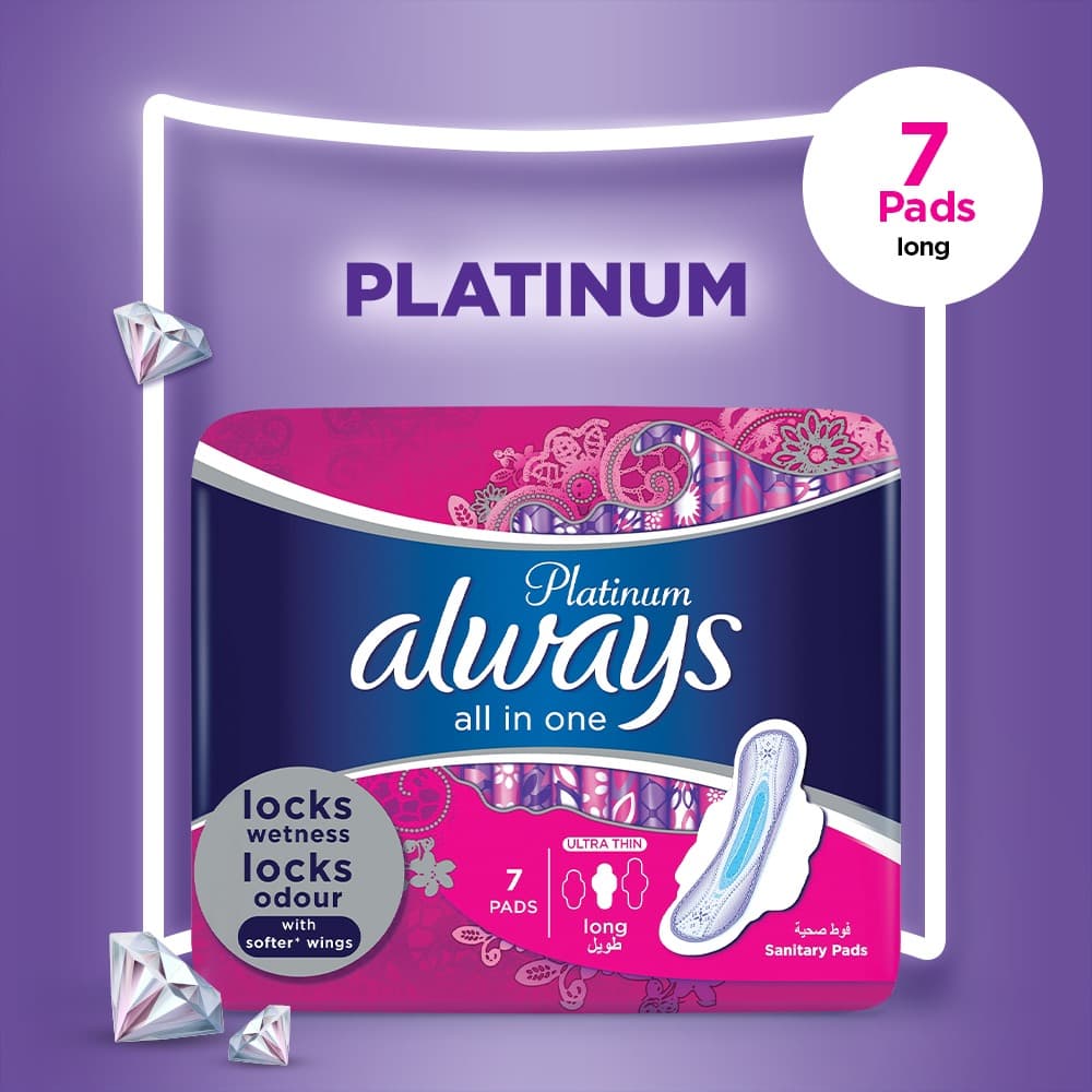 Always Platinum Sanitary Pads Single Long Pack 7 pads