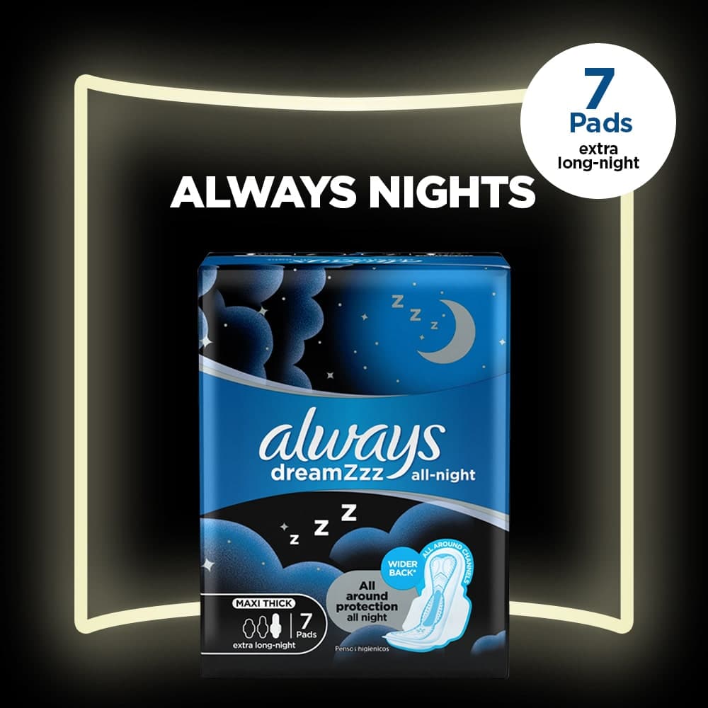 Always Thicks Night Sanitary Pads Single Extra Long 7 Pads