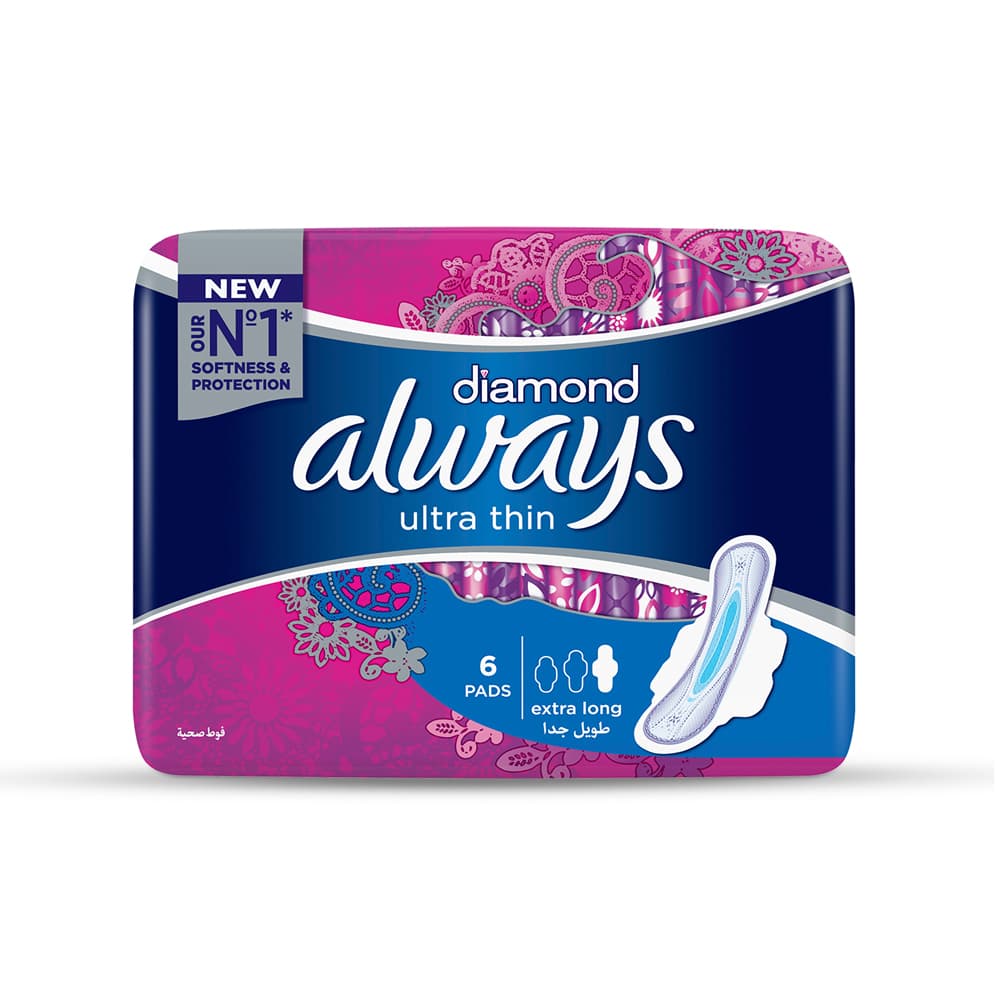 Always Diamonds Ultra Thin Sanitary Pads Single Extra Long 6 Pads